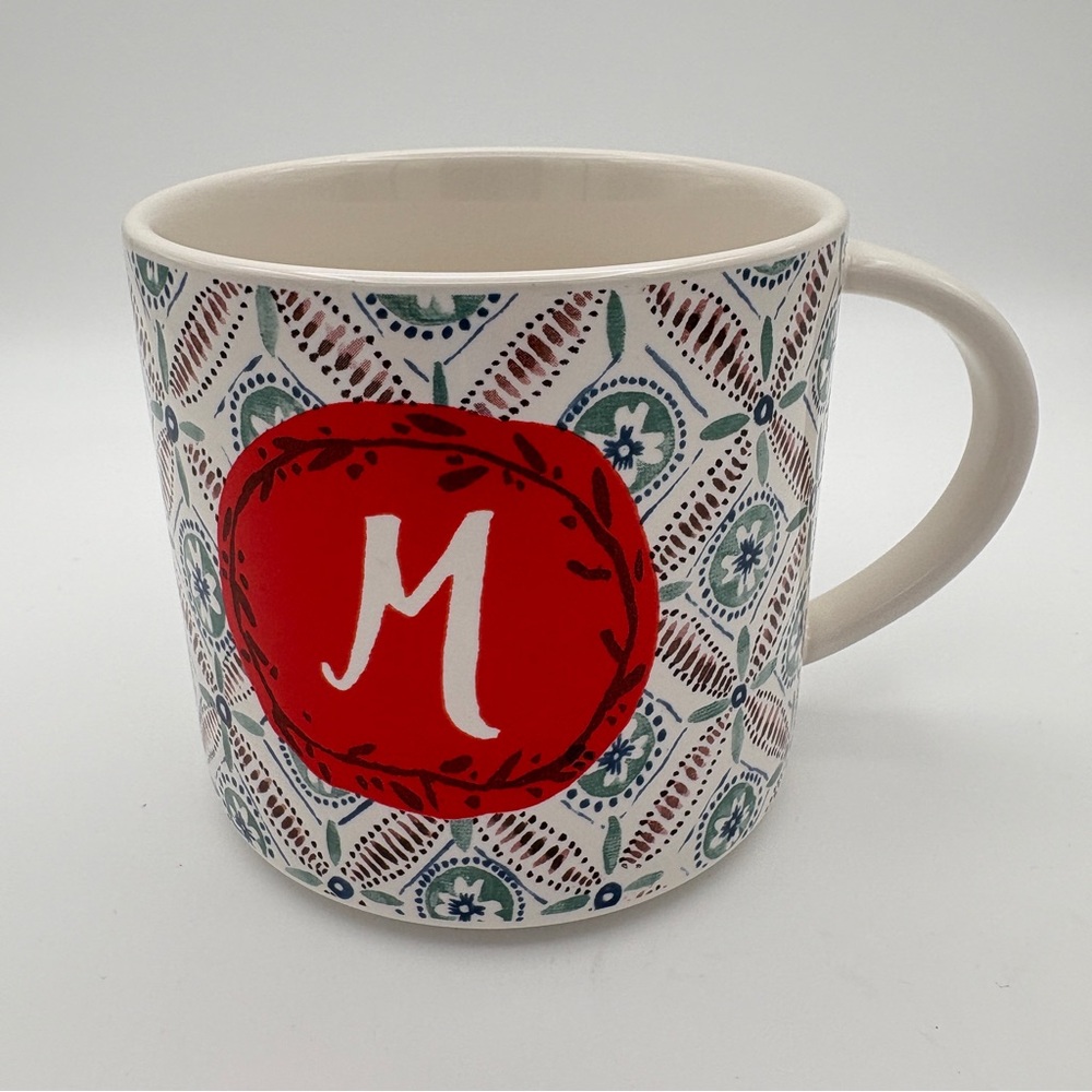 Anthropologie Coffee Mug Letter "M" Floral Oscar Wilde Quote
